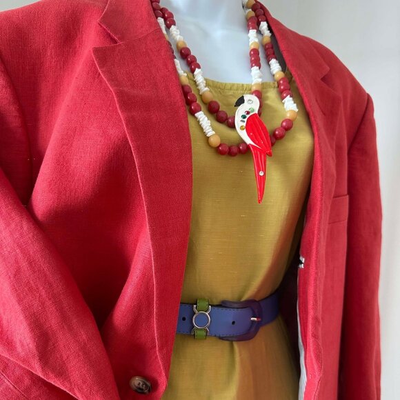 Long yellow silk and linen dress - Picture 13 of 15